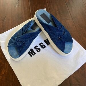 MSGM Blue Cloth Slide Sandals European Model Size 9 (EU 39)